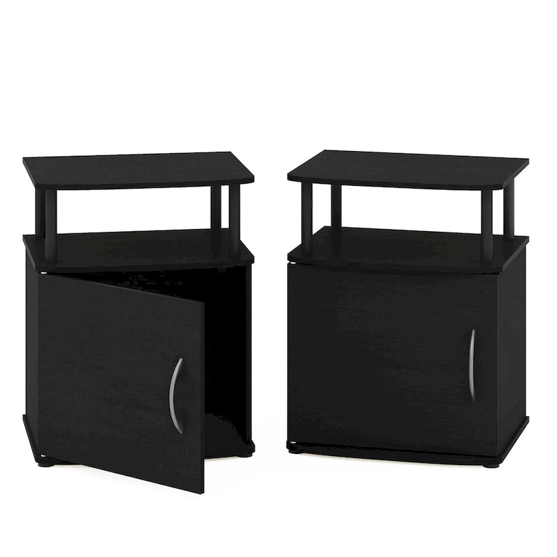 Table d'appoint de rangement noire au design fonctionnel