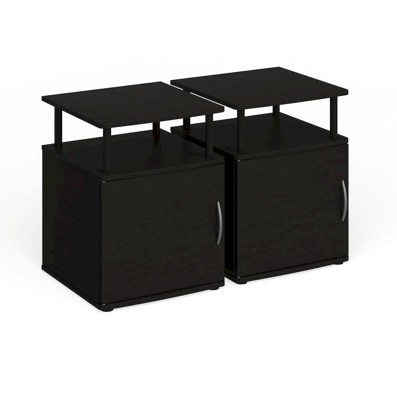 Table d'appoint de rangement noire au design fonctionnel