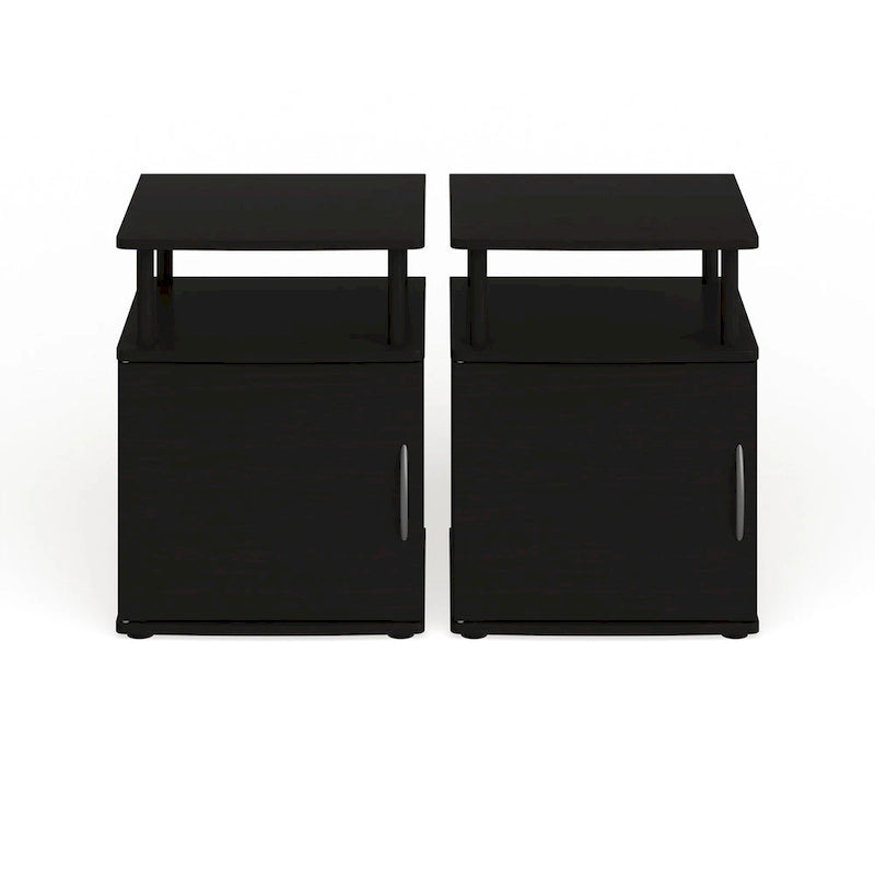 Table d'appoint de rangement noire au design fonctionnel