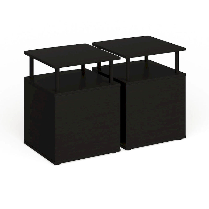 Table d'appoint de rangement noire au design fonctionnel