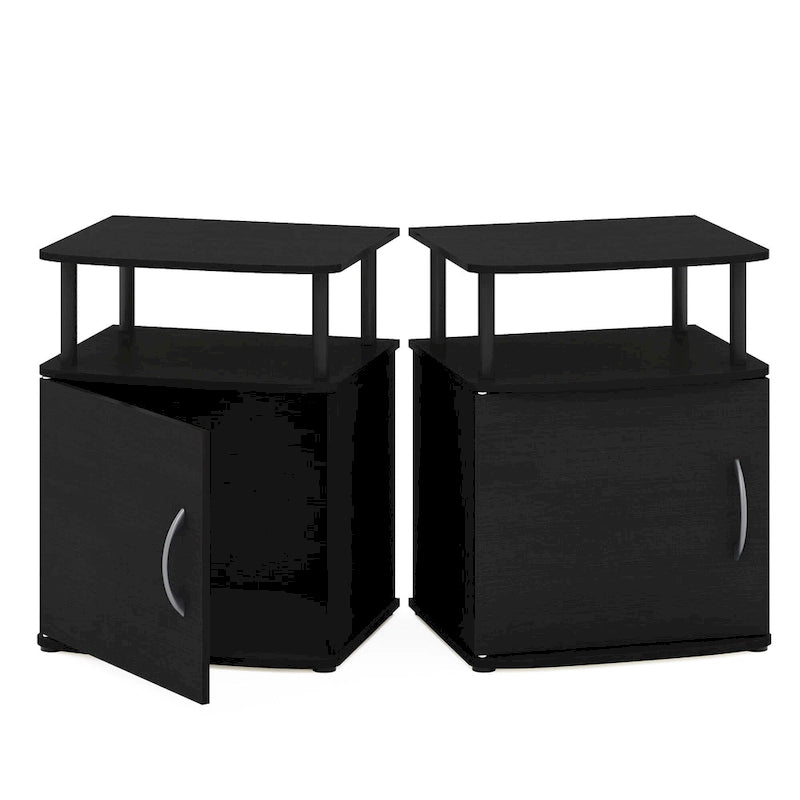 Table d'appoint de rangement noire au design fonctionnel