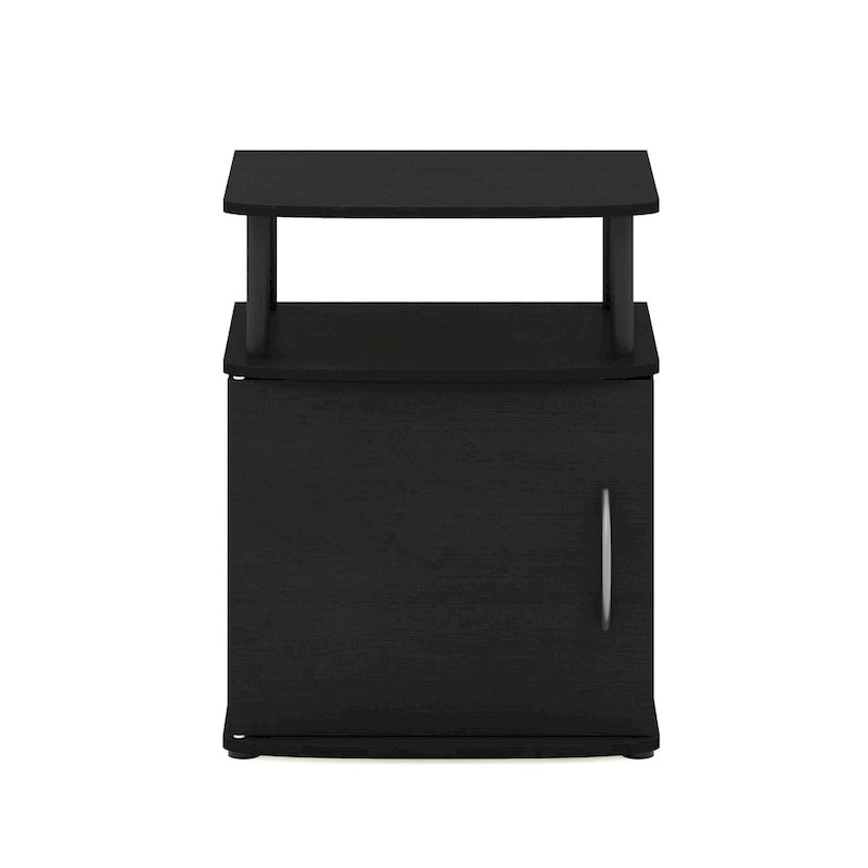Table d'appoint de rangement noire au design fonctionnel