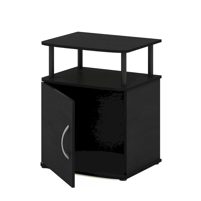 Table d'appoint de rangement noire au design fonctionnel