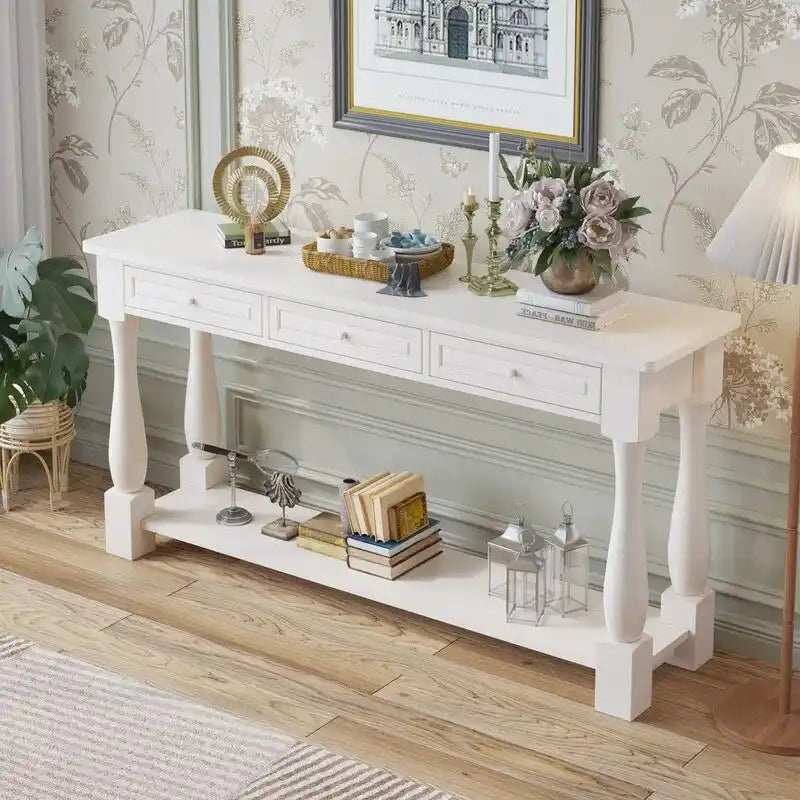 Console d'entrée avec tiroirs de rangement et étagère
