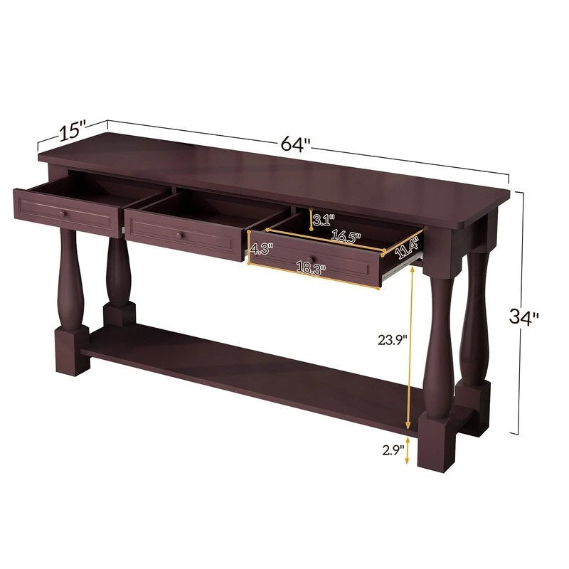 Console d'entrée avec tiroirs de rangement et étagère