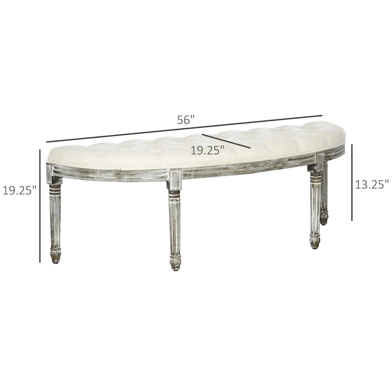Banc de bout de lit semi-circulaire capitonné
