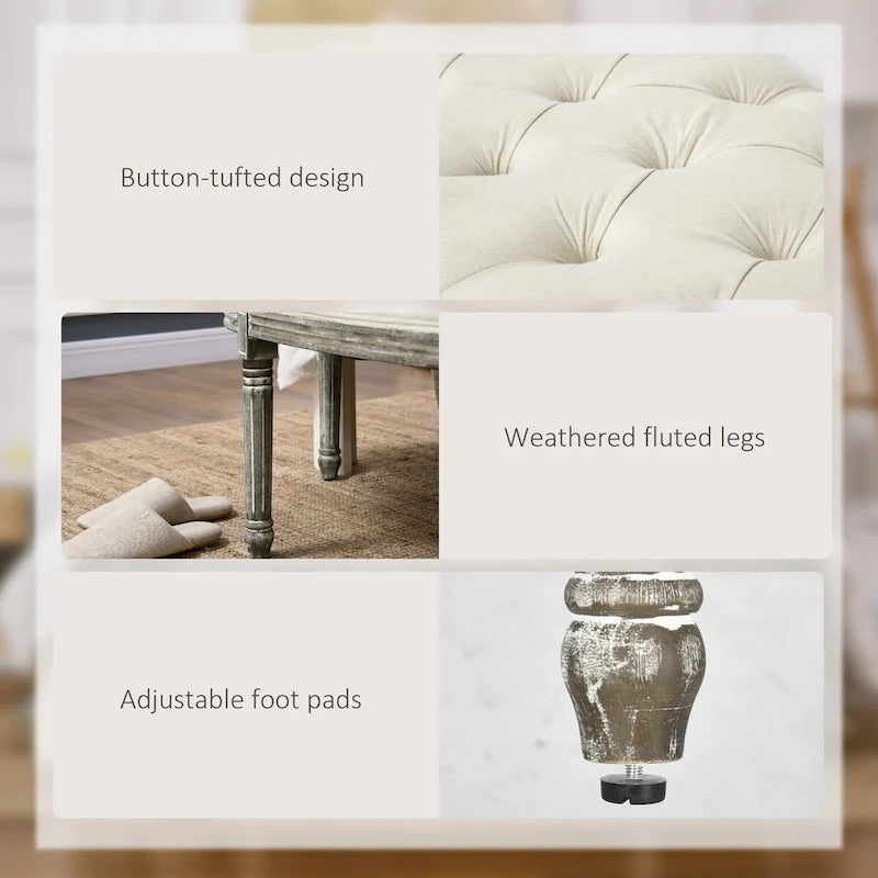 Banc de bout de lit semi-circulaire capitonné