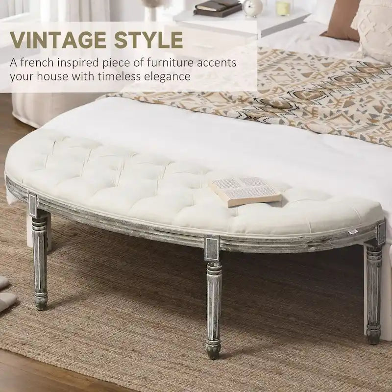 Banc de bout de lit semi-circulaire capitonné
