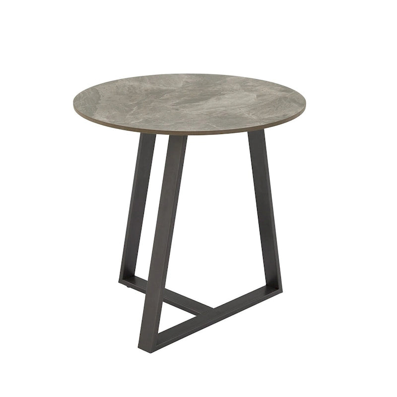 Table d'appoint Modern en pierre frittée brillante avec base en métal gris