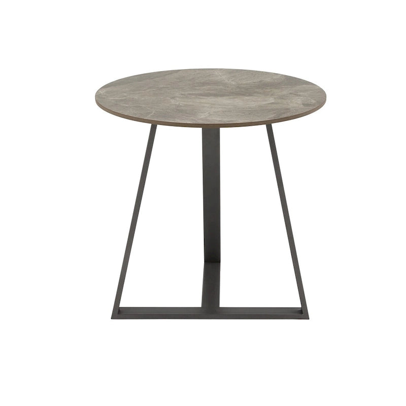 Table d'appoint Modern en pierre frittée brillante avec base en métal gris