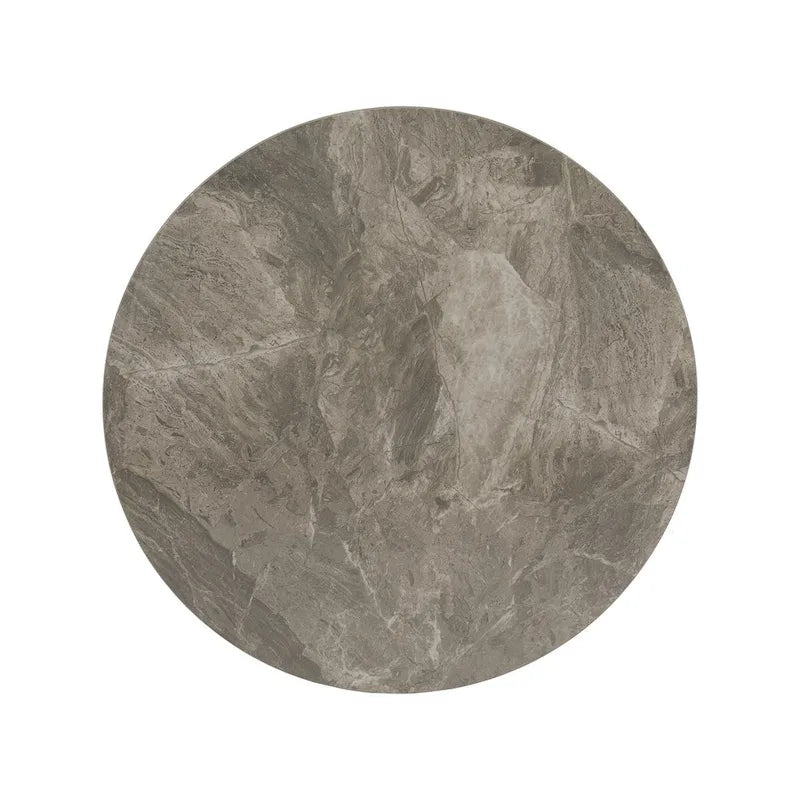Table d'appoint Modern en pierre frittée brillante avec base en métal gris