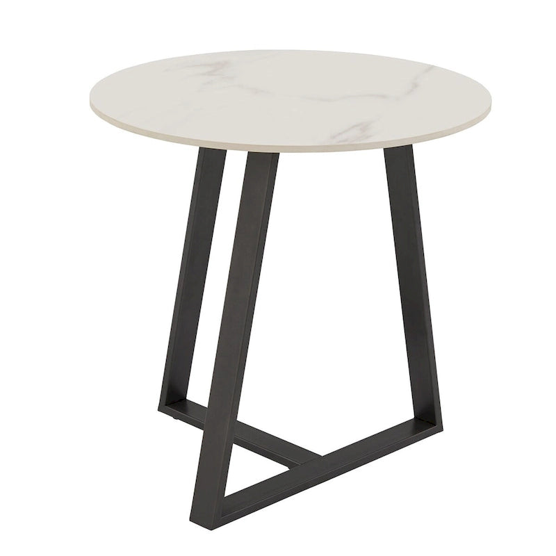 Table d'appoint Modern en pierre frittée brillante avec base en métal gris