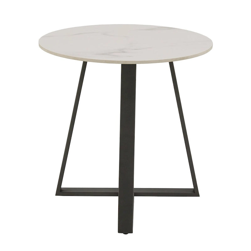 Table d'appoint Modern en pierre frittée brillante avec base en métal gris