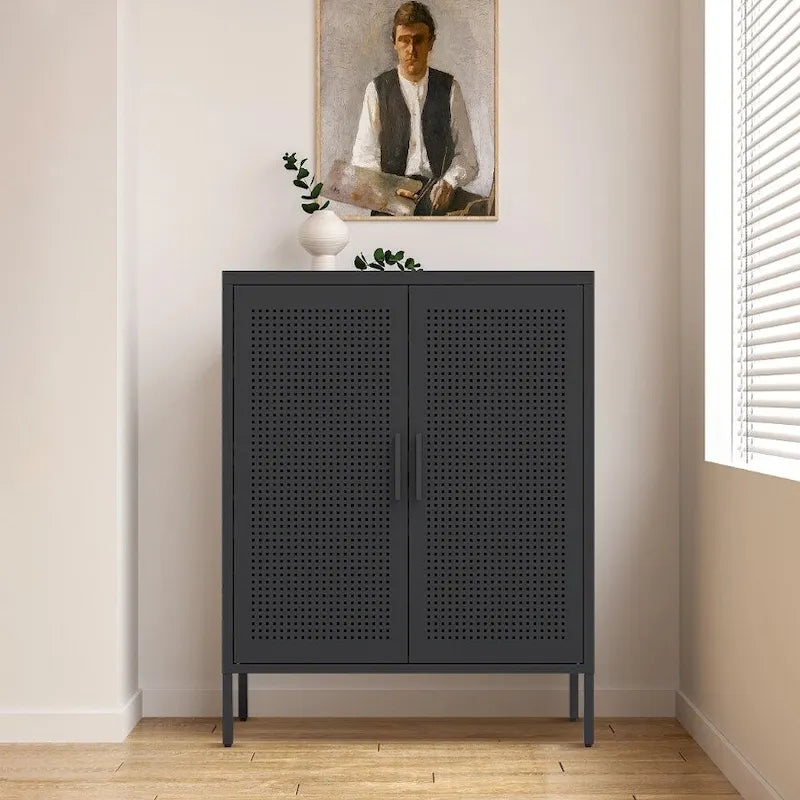 Armoire de rangement métallique avec 2 portes et 2 étagères réglables, armoire de rangement de garage verrouillable en acier, armoire de classement en métal