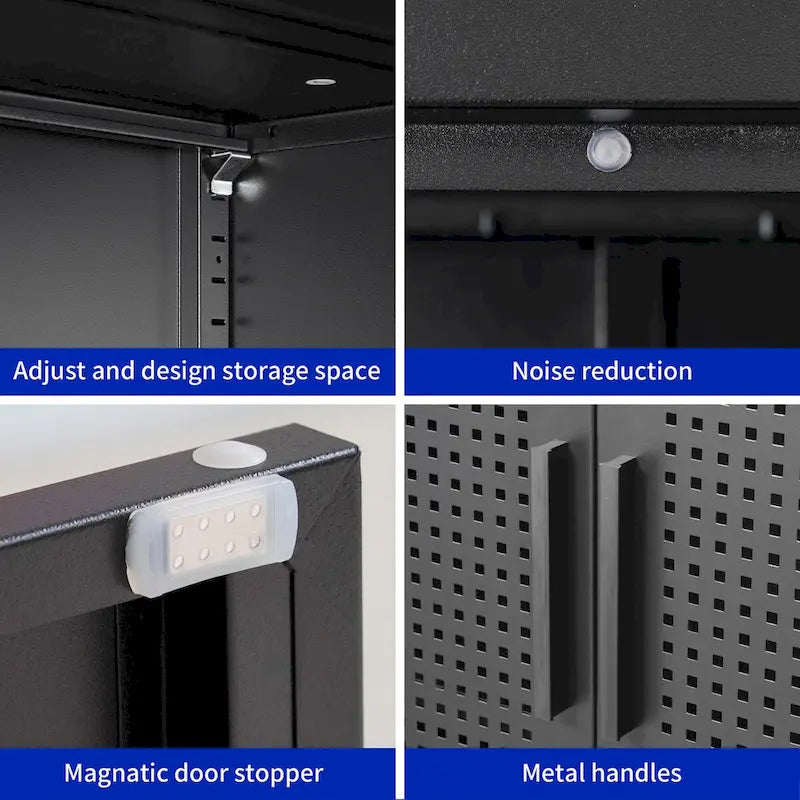 Armoire de rangement métallique avec 2 portes et 2 étagères réglables, armoire de rangement de garage verrouillable en acier, armoire de classement en métal