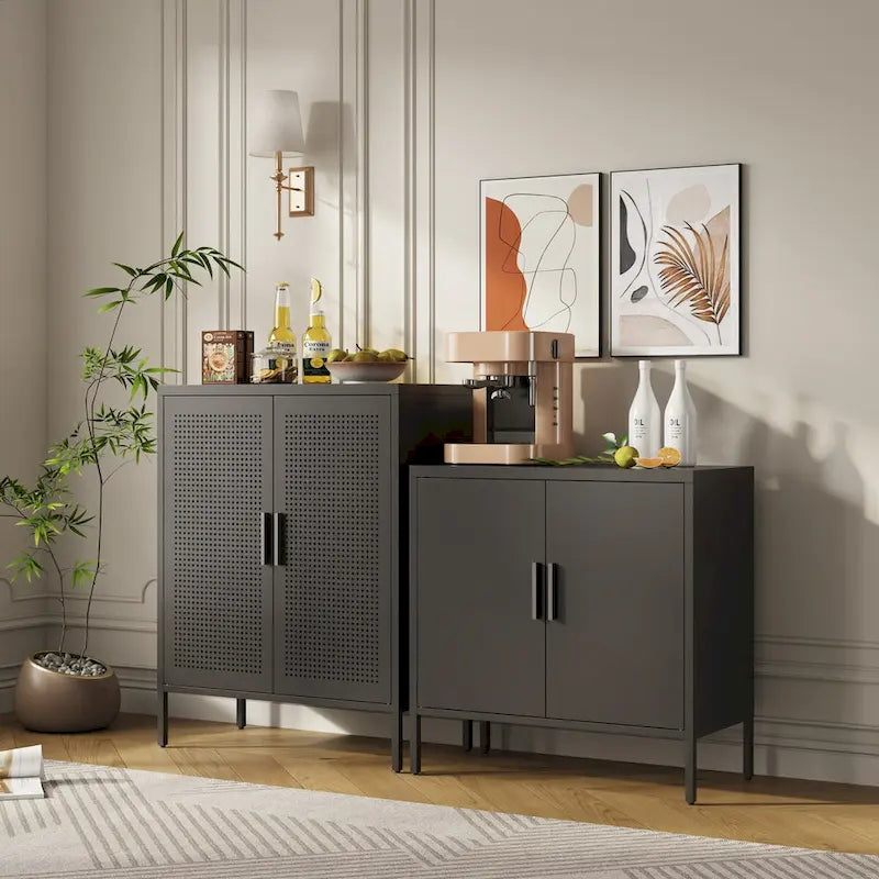Armoire de rangement métallique avec 2 portes et 2 étagères réglables, armoire de rangement de garage verrouillable en acier, armoire de classement en métal