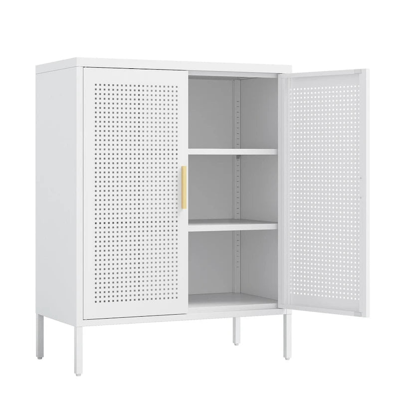 Armoire de rangement métallique avec 2 portes et 2 étagères réglables, armoire de rangement de garage verrouillable en acier, armoire de classement en métal