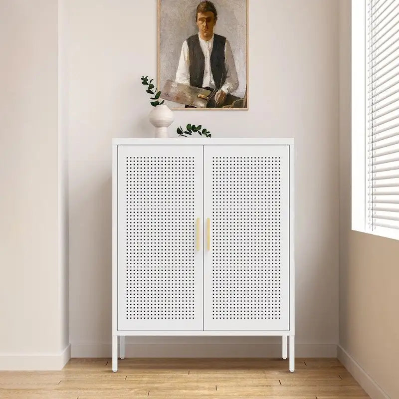 Armoire de rangement métallique avec 2 portes et 2 étagères réglables, armoire de rangement de garage verrouillable en acier, armoire de classement en métal