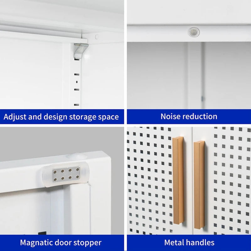 Armoire de rangement métallique avec 2 portes et 2 étagères réglables, armoire de rangement de garage verrouillable en acier, armoire de classement en métal