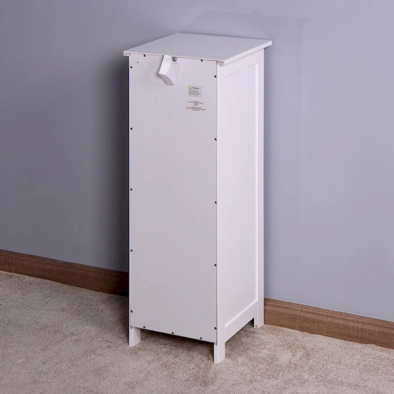 Meuble de Rangement de Salle de Bain Blanc, Meuble Autoportant avec Tiroirs