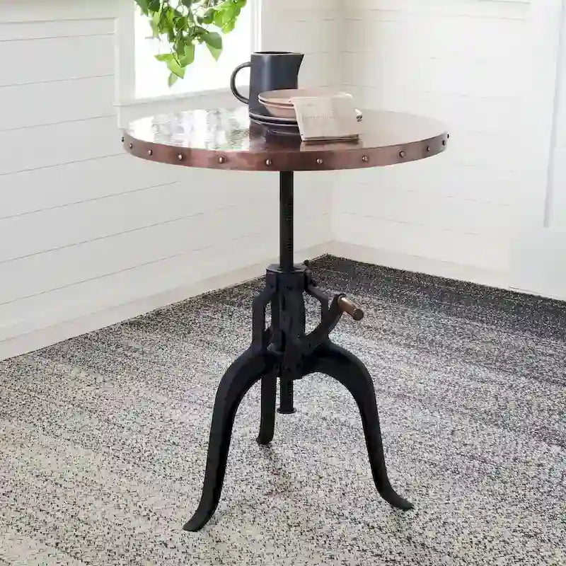 Table à manivelle noire - 76,2L x 76,2P x 78,7H cm