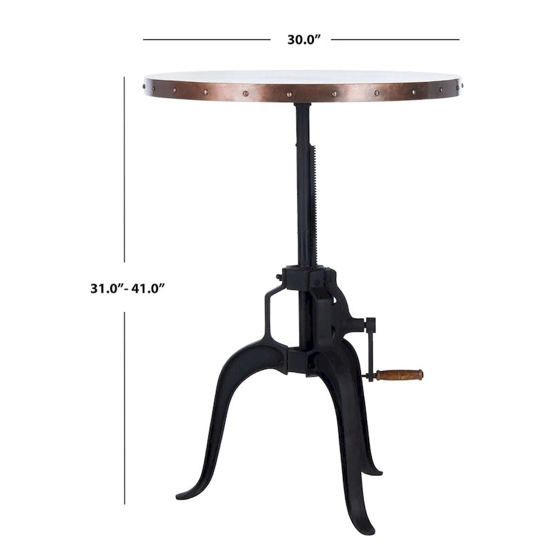Table à manivelle noire - 76,2L x 76,2P x 78,7H cm