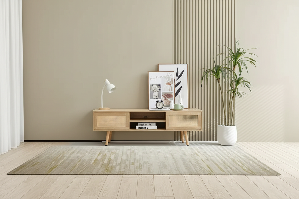 Rattan TV Cabinet Wide Shot